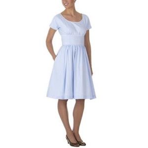 Isaac Mizrahi x Target Light Blue Chambray Seersucker Herringbone Ric Rac Dress